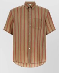 Saint Laurent - Cassandre Striped Short Sleeve Shirt - Lyst