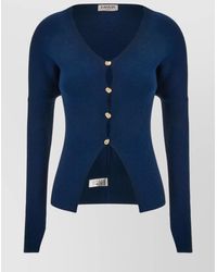Lanvin - V-Neck Cutout Wool-Blend Cardigan - Lyst