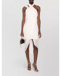 Balmain - Draped Halterneck Sleeveless Asymmetric-Hem Midi Dress - Lyst