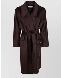 Elisabetta Franchi - Wool Belted Long Coat - Lyst