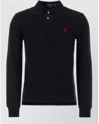 Polo Ralph Lauren - Piquet Long Sleeve Polo Shirt Ribbed Cuffs - Lyst