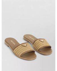 Prada - Calf Leather Sandals Braided Detail Open Toe - Lyst