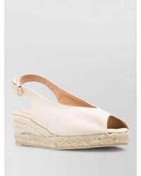 Castañer - Raffia Peep-Toe Slingback Espadrille Wedges - Lyst