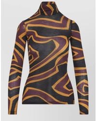 PUCCI - Wool High-Neck Long-Sleeve Printed Top - Lyst