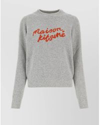Maison Kitsuné - Wool Crew Neck Sweater With Ribbed Texture - Lyst