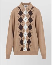 Miu Miu - Argyle Pattern Cashmere Polo Pullover - Lyst
