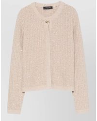 Fabiana Filippi - Wool Blend Cardigan Sequin Trim Round Neck - Lyst