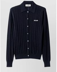 Miu Miu - Openwork Cashmere Knitwear With Ribbed Cuffs And Hem - Lyst