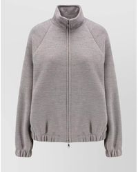 Max Mara - Wool Blend High Neck Zip Sweatshirt - Lyst