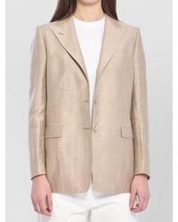 Tagliatore - Single-Breasted Linen Blend Blazer - Lyst