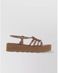 Gianvito Rossi - Leather Knotted Strappy Sandals Platform Sole - Lyst