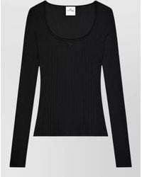 Courreges - Long Sleeve Scoop Neck Ribbed Top - Lyst