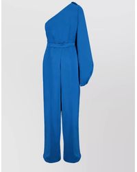 Stella McCartney - Satin One-Shoulder Draped Wide-Leg Jumpsuit - Lyst