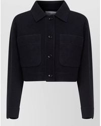 Max Mara - Cropped Jersey Coat Collared Long Sleeves - Lyst