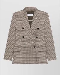 Max Mara - Tailored Houndstooth Jacket Structured Shoulders - Lyst