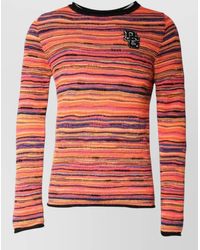 Dolce & Gabbana - Wool Mohair Silk Striped Knit Pullover Sweater - Lyst