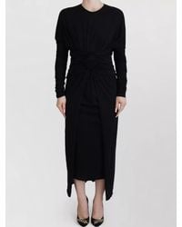 Dolce & Gabbana - Sheath Midi Gown Wool Wrap Dress - Lyst