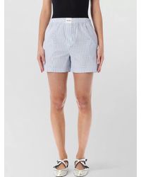 The Attico - Striped Cotton Poplin Knee-Length Shorts - Lyst