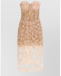 Ermanno Scervino - Strapless Floral Lace Midi Fitted Dress - Lyst