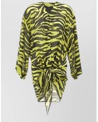 The Attico - Zebra Print Mini Dress Long Sleeves Wrap - Lyst