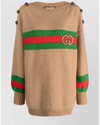 Gucci - Boat Neck Wool Top With Web Detail - Lyst