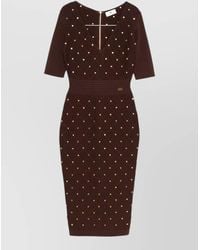 Elisabetta Franchi - Dress V Neckline Fitted Waist Knee Length - Lyst