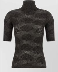 Brunello Cucinelli - High Neck Short Sleeve Openwork Knit Sweater - Lyst