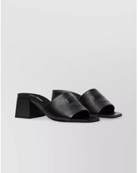 Courreges - Leather Block Heel Sandals - Lyst