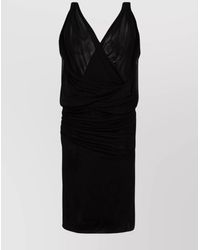 Saint Laurent - Draped Sleeveless V-Neck Midi Dress - Lyst