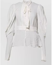 Dolce & Gabbana - Silk Tie Neck Long Sleeve Blouse - Lyst