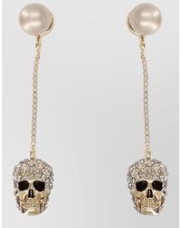 McQueen - Crystal-Embellished Skull Pendant Earrings - Lyst