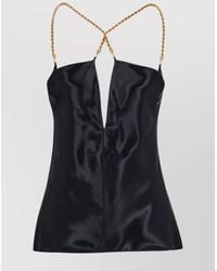Ferragamo - Satin Cutout Twisted-Strap Sleeveless Top - Lyst