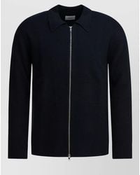 NN07 - Harald Wool Zip Sweater Collared Ribbed - Lyst
