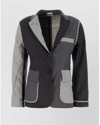 Thom Browne - Two-Tone Single-Breasted Wool Blazer With Front Pockets - Lyst