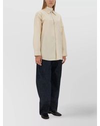 Lemaire - Oversized Shirt With Chest Pocket And Long Sleeves - Lyst