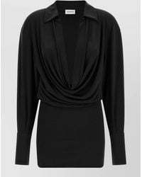 ANDAMANE - Lilia Draped Top Long Sleeves Slits - Lyst