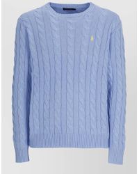 Ralph Lauren - Cable Knit Cotton Crewneck Sweater Long Sleeves - Lyst