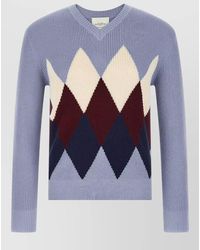 Ballantyne - Argyle Motif V Neck Ribbed Sweater - Lyst