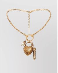 Chloé - Heart Pendant Necklace With Charm And Pearl - Lyst