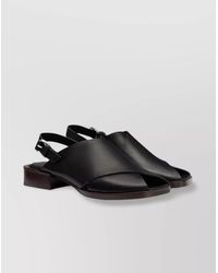 Lemaire - Square Toe Block Heel Sandals With Crossover Strap - Lyst