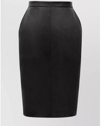 Saint Laurent - Leather Midi Pencil Skirt - Lyst