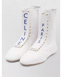 Celine - Lambskin Lace-Up Ankle Boots - Lyst