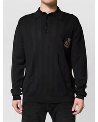 Dolce & Gabbana - Silk Long-Sleeve Polo Shirt - Lyst