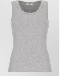 Panicale - Cotton Sleeveless Top Ribbed Neckline Detail - Lyst