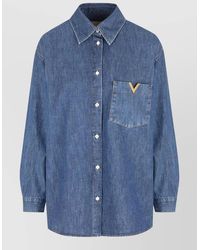 Valentino Garavani - Denim Shirt Long Sleeves Loose Fit Collar - Lyst