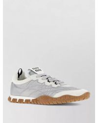 Miu Miu - Suede Leather And Fabric Lace-Up Sneakers - Lyst