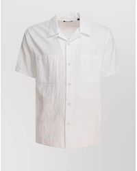 Vince - Short Sleeves Textured Fabric Shirt With Chest Pockets - Lyst