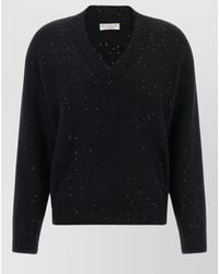 Brunello Cucinelli - Cashmere Silk Sequin-Embroidered V-Neck Sweater - Lyst