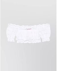 Ermanno Scervino - Lace Cotton Cropped Top With Off-The-Shoulder Design - Lyst