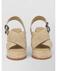 Castañer - Espadrille Wedge Sandals Cross Straps Slingback - Lyst